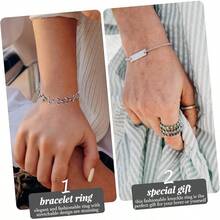 2 En 1 Anillo Piedra Del Zodíaco Cadena Chapada En Oro Collar Pulsera Mal De Ojo Anillos De Apilamiento De Oro os De Rosario Joyas Encantos o De Dedo Cobre Plateado - como se muestra-2 - Ver 4