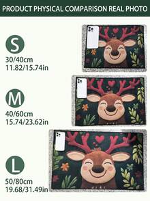 1 Peça Tapete de Banheiro de Microfibra com Desenho de Cervo de Natal - Seca Rapidamente e Absorve Bem a Água, com um Padrão Festivo de Bagas Vermelhas e Folhas Verdes. Perfeito para Decoração de Cozinha e Banheiro. Lavável em Máquina. Decoração de Banheiro de Natal.