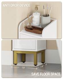 HEXCELEN Slim Bathroom Storage Cabinet, 3-Tiers Narrow Bathroom Organizers And Storage With 3 Doors,4 Adjustable Feet, Laundry Room Organization For Small Space, Kitchen, Living Room, White - 白色 - 查看 5