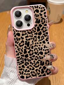 New Fashion Leopard Print Pattern Compatible With Apple Phone 12/11/16/15/17/13/14/ProMax/Pro/Plus/Xs Max/XS/X,Anti-Slip, Anti-Drop Silicone Soft Case Scratch-Resistant Phone - Pink - View 3