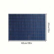 4pcs Blue Bamboo Texture Placemats - Heat-Resistant, Washable Linen Rectangular Placemats With Thin Lines & Horizontal Stripes, 12x18 Inch For Picnics, Parties, Buffets, And Dinner Settings, Party Tableware, Natural Aesthetic, Durable Tableware, Picnic Accessories, Rustic Style, Decorative Tableware, Reusable Mats, Multipurpose Mats - 12x18 inch - Xem 5