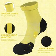Cycling Socks Men Women, Bright Crew Socks Running Socks Tennis Athletic Socks Youth - One Size + 1 Pair Yellow - View 3