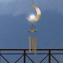 43.31 Inch Solar Wind Chimes, Metal Moon Wind Chime Decor Outdoor Hanging Chime Waterproof LED Wind Bells For Outside Home Garden - 金屬 - 查看 8