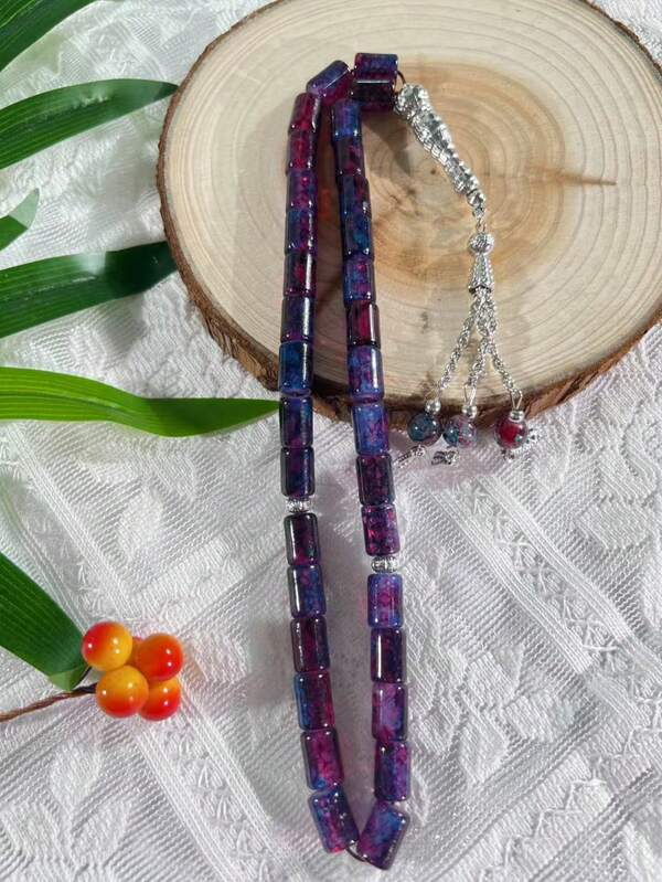 1pc New Tasbih Muslim Prayer Beads With Silver Ornament, Exquisite Craftsmanship Showcases Devotion, Making Each Recitation A Spiritual Practice