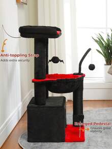 PAWZ Road 33" Cactus Cat Tree, Cat Tower For Indoor Cats With Large Cat Cave, Scratching Post For Cats With Deep Hammock And Cozy Top Resting Place - màu đen - Xem 3