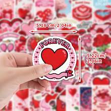 50张情人节贴纸，粉色浪漫爱情贴纸，情人节装饰，情人节礼物，装饰卡通涂鸦美学贴纸，防水乙烯基贴纸，适用于笔记本电脑、手机、汽车、滑板、水瓶、剪贴簿、电脑日记本、礼物 - 粉紅色A - 查看 7