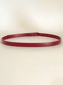 1pc Women's Elegant Minimalist Red Leather Belt, Versatile For Dresses, Shirts, Jackets, Sweaters, Pants
