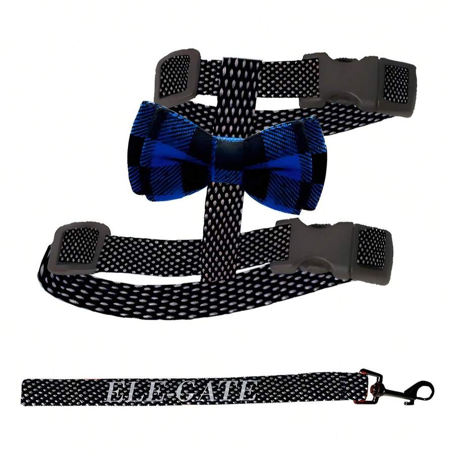 Kit Arnes Correa Diseño Moño Ajustable Cómodo Mascota Perros - Negro - Ver 1