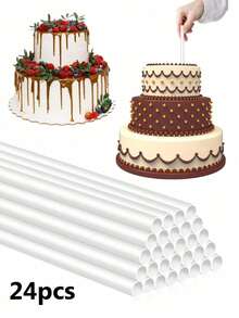 24/12/1pc White Cake Supports, For Stacking Wedding Cake Dowels Plastic Cake Dowel Rod White Cake Dowel Rods Cake Straws For Stacking And Supporting, Cake Sticks, Cake Dowel Straws, Wedding Cake Dowels Plastic Cake Dowel Rod White Cake Dowel Rods Cake Straws For Stacking And Supporting Back To School
