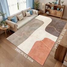 Modern Geometric Retro Pattern Rug - Polyester Fiber Backing Non-Slip Polyester Mat, Durable Home Decor Carpet, Washable Rug Suitable For Living Room, Bedroom, Dining Room And Kitchen