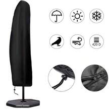 Capa para guarda-sol descentralizado, capa para guarda-sol de pátio, capa para guarda-sol externo, capas para guarda-sol de braço articulado, capas para guarda-sol externo, impermeável, 420D, preta, guarda-sol de braço articulado descentralizado