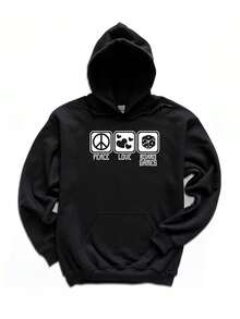 Peace Love Board Games Hoodie  Peace Sign Pullover  Hooded Sweatshirt  Peace Symbol  Board Games  Game Master  Crewneck Hoodie,Autumn/Winter Hoodie Autumn Set - 款式21 - 查看 1