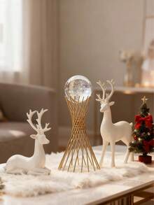 1 Paar weiße Hirschfiguren, geeignet zur Dekoration von Flur, Wohnzimmer, Arbeitszimmer, Büro, Luxus-Weinschrank, nordisch-moderner minimalistischer Wohndekoration, Geburtstag, Weihnachten, Thanksgiving Geschenk, Weihnachtsdekoration, Weihnachtsgeschenk für Zuhause - Verschiedenfarbig - Übersicht 5