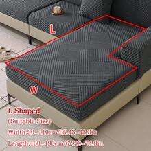 1pc Plush Jacquard Anti-Slip Sofa Seat Cushion Cover, Soft & Skin-Friendly, Pet-Proof, Elastic Sofa Slipcover, Suitable For L-Shaped Combination Sofa And 1/2/3/4 Seater Sofa, Spring/Autumn (Sold Individually) - Dark Grey - View 18