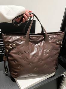 Fashionable Tote Bag For Women, High-Quality Large Capacity Commuter Bag, Niche Design Handbag - Coffee - View 1