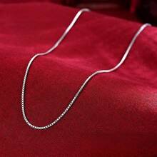 1pc S925 Sterling Silver Necklace, Delicate & Minimalist Box Chain Design, Suitable For Daily Wear, Parties, Vacations, Durable, Great Gift For Valentine's Day, Mother's Day, Birthday