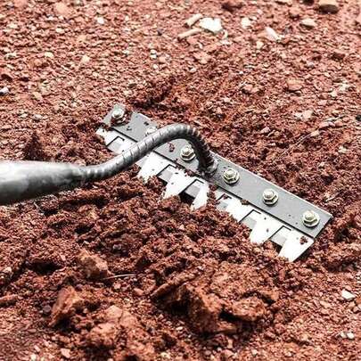 1 Juego de rastrillo de jardín de acero de 8 dientes de alta resistencia, rastrillo de mano de acero al manganeso, resistente y duradero para eliminar el fieltro y nivelar el césped