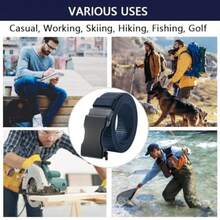 LionVII Ratchet Belts For Men Slide Belt With Automatic Buckle For Men Dress Adjustable Trim To Fit 2849" Waist [130cm L X 3.5cm W] - Navy Blue - View 6