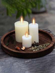 1 Peça Base de Suporte de Vela de Madeira Simples, Bandeja de Vela de Aromaterapia, Bandeja de Madeira Criativa, Prato de Madeira Vintage, Base de Suporte de Vela Redonda, Bandeja de Armazenamento de Mesa de Fazenda, Bandeja de Banheiro, Bandeja de Servir, Adequada para Decoração de Feriados, Aniversários, Festas, Sessão de Fotos, Prato Redondo de Madeira - Castanho - Visão 8