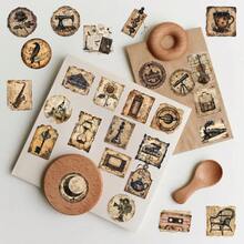 50pcs Retro Tags PET Transparent Stickers For Luggage Water Bottle Phone Laptop Guitar Scrapbook Notebook Decal - Multicolor - View 9