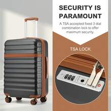 PP Hardshell Luggage 20 24 28 Inch Carry On Cabin Suitcase Expandable TSA Lock 360 Spinner Wheels Lightweight 3 Piece Set Check In Travel Holiday - Grey - View 6