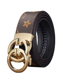 1 Piece Men's Letter Alloy Automatic Buckle Belt, Light Luxury Business Star-Printed Belt, 47 Inches, Suitable For Daily Commuting And Business Office, Simple And Low-Key. An Ideal Gift For Brothers, Family Members And Boyfriends On Christmas. - Multicolor - View 10