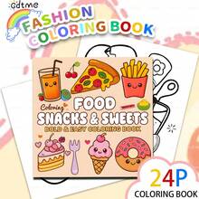 GDTME 1 Livre de coloriage mignon de nourriture, convient aux enfants et aux adultes, 24 pages, couverture souple, activité familiale relaxante et amusante, illustrations adorables de desserts et de restauration rapide, idéal pour l'interaction parent-enfant et la coloration immersive, style artisanal mignon de fille, mariage - voiture de dessin animé - Voir 14