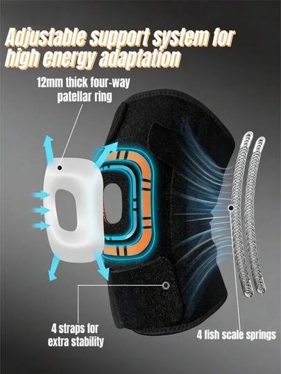 1 pieza Rodillera deportiva para exteriores - Soporte de compresión ajustable con ventilación en panal, diseño unisex para senderismo, baloncesto, ciclismo, bádminton y saltar a la cuerda - Estabilizador de rótula ligero, rodillera, equipo de senderismo, equipo atlético moderno, tela transpirable