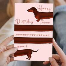 Adult Birthday Card For Dachshund Lovers - Cute Long Dog "Happy Birthday Toooo You" Greeting (With Envelope) - Multicolor - View 12
