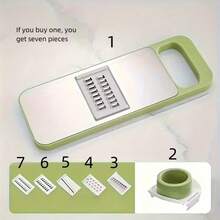 7pcs Multifunctional Vegetable Slicer And Grater Set With Interchangeable Stainless Steel Blades, Manual Stainless Steel Kitchen Slicer And Shredder, Kitchen Tool Set For Potato, Carrot, Cucumber - Multicolor - View 5
