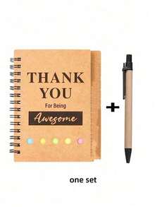 1 Set Spiral Bound Notebook With Pen - Christmas Employee Appreciation Gift, Employee Recognition Award, Teacher Appreciation Notebook, Includes Sticky Notes And Motivational Pen, Wholesale Employee Thank You Gifts, Suitable As Christmas Gift For Employees, Colleagues, Students, Teachers, Parents - Multicolor - View 4