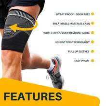 1pc Thigh Compression Sleeve, Leg Wrap Support Brace, Suitable For Men And Women Outdoor, Running, Basketball, Sports & Fitness - Black - View 3