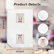 MX  Red Bow Christmas Tree Kitchen Towels Preppy Winter Christmas Dish Tea Towels For Kitchen Decor Coquette Bow Xmas Tree Striped Decorative Hand Towel For Bathroom 16x24 Inch - White - View 6