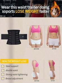 1pc Wrap Waist Trainer Double Belt Body Shaper Corset Shapewear Slimming Sheath Woman Flat Tightens Belly Sheath Waist Trainer Body Shaper RVPV - màu đen - Xem 5