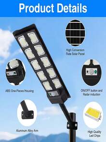 1pc Or 2pcs Ultra Bright Solar-Powered Outdoor Lights With Remote Control & Motion Sensor, Weatherproof Heavy-Duty Plastic Construction, Outdoor Wall/Path/Flood Lights With Dimmable Brightness, Easy Installation For Driveway, Garden, Garage, Patio, Villa - Black/White, Energy-Efficient Solar Lighting System With Detachable Panels, Solar Sensor Light, Garden Lighting Solar, Solar Wall Lamp, Fence Solar Light, Solar Fence Light - Đèn đường năng lượng mặt trời ngoài trời - Xem 4