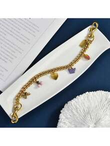 1 Pc Retro Fashion Oval Carved  Bag Chain Hanging High-End Feeling Belongs To Crossbody Bag Extension Chain Accessories - 蝴蝶櫻桃鏈 - 查看 3