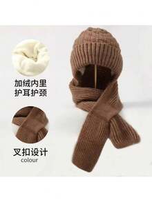 女士冬季帽子、围巾、电动自行车防风帽、妈妈帽、冬季防寒针织保暖帽 - 彩色 - 查看 4