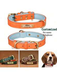 Collar de perro de cuero de PU personalizado, un regalo ideal para mascotas queridas, familia, amigos y amantes de las mascotas - Rojo - Ver 10