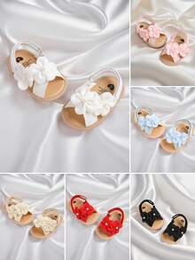 婴幼儿女童凉鞋新生儿防滑软橡胶底凉鞋男童露趾户外休闲夏季初学步鞋婴儿夏季凉鞋0-1岁软底防滑运动鞋白色小花透气婴儿鞋0-18个月 - 白色 - 查看 2