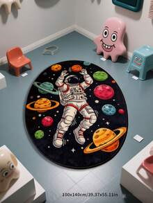Tappeto da pavimento rettangolare in velluto di cristallo con motivo a astronauta cartoni animati, adatto per studio, soggiorno, camera da letto, cucina, balcone e uso interno/esterno. Facile da pulire, aspetto accattivante, motivo spaziale, colori vivaci, design adorabile ed elegante. Tappeto, decorazione camera da letto, decorazione per la casa, decorazione della stanza, piccolo tappeto, coperta, tappeto da esterno, tappeto da giardino, tappeto per il soggiorno