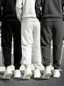 3pcs Tween Boy Casual Letter Print Knit Fabric Sweatpants, Comfortable & Versatile For Everyday Wear, Outdoor, For Tween Boys, Spring/Autumn - Multicolor - View 6