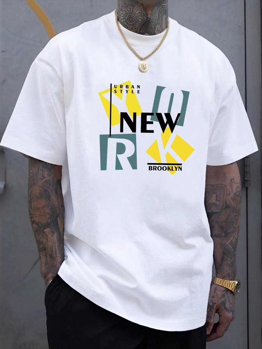 Brooklyn Urban Style Men's T-Shirt, Plus Size, Quality Fabric, Loose Fit, Casual, Breathable, New Arrival