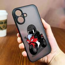 Funda de teléfono mate con diseño de carrera de motocicletas de dibujos animados compatible con Apple 16, 16E, 15, 14, 13, 12, 11 Pro, XR, XS, X, 8, 7, SE Plus, Max, funda dura transparente compatible con iPhone 17 Pro, 17 Pro Max, 17 - SFBLA06 - Ver 13