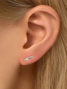 1pc 925 Sterling Silver Koi Fish Flat Nose Stud | Delicate Small Earring | Stackable Earring | Koi Fish Earring | 925 Sterling Silver Jewelry | Suitable For Women's Daily Wear | Sold Individually (Not A Pair) - Multicolor - View 5