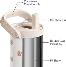 Pink Bow Stainless Steel Straw Lid Tumbler 30oz With Carry Handle For Women Girls, Insulated Travel Coffee Cup, Gift For Sports Outdoor Workout Christmas Birthday - 爪印 - 查看 2