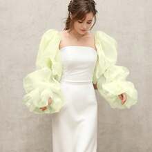 1pc Black Mesh Petal Sleeve, 2pcs Elastic 4-Layer Dark Bride Sleeve Cuffs - Multicolor - View 18