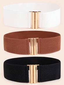 1 件/3 件金属扣弹性腰带，适合女士夏季、秋季、万圣节 - 彩色 - 查看 5