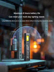 Linterna de clip con luz LED recargable por USB, linterna portátil mini, lámpara de bolsillo, lámpara de trabajo con imán, adecuada para camping, senderismo, equipo de camping, artículos esenciales de camping - Negro - Ver 3