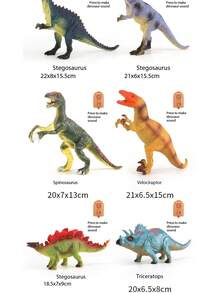 1件逼真恐龙玩具，霸王龙和三角龙塑料侏罗纪史前小型恐龙动物模型 - 彩色 - 查看 9