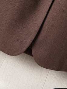 女士秋冬新款羊毛混纺西装外套，优雅休闲百搭修身保暖羊毛套装 - 棕色 - 查看 6